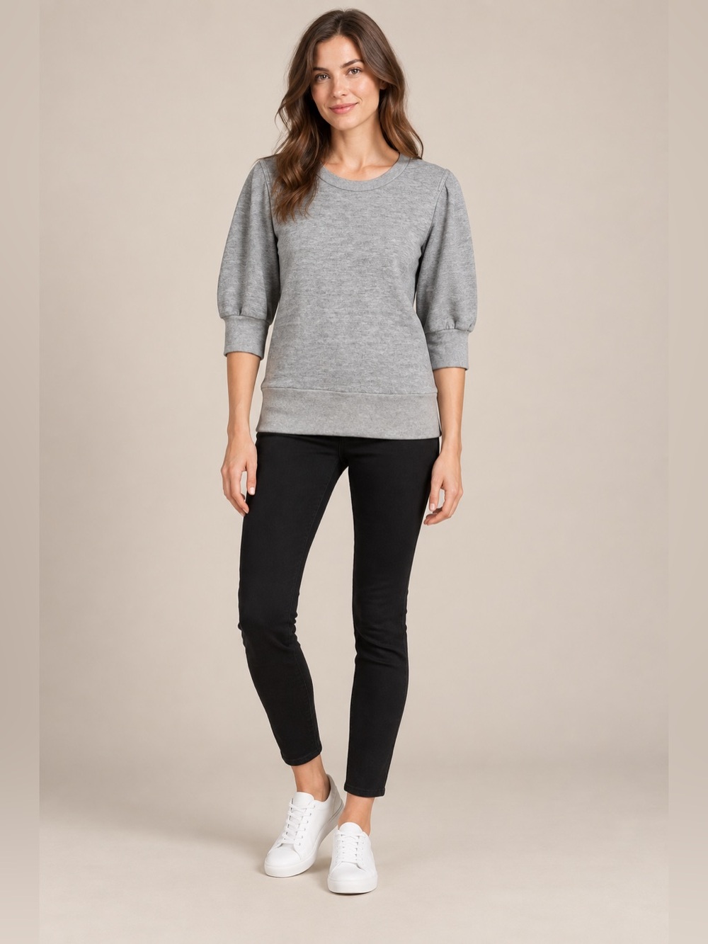 Current/Elliott Women’s Size 1 Small Gray 3/4 Sleeve Banded Hem Sweatshirt
